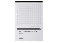 Anteckningsblock A4 100 bl rut hål perf