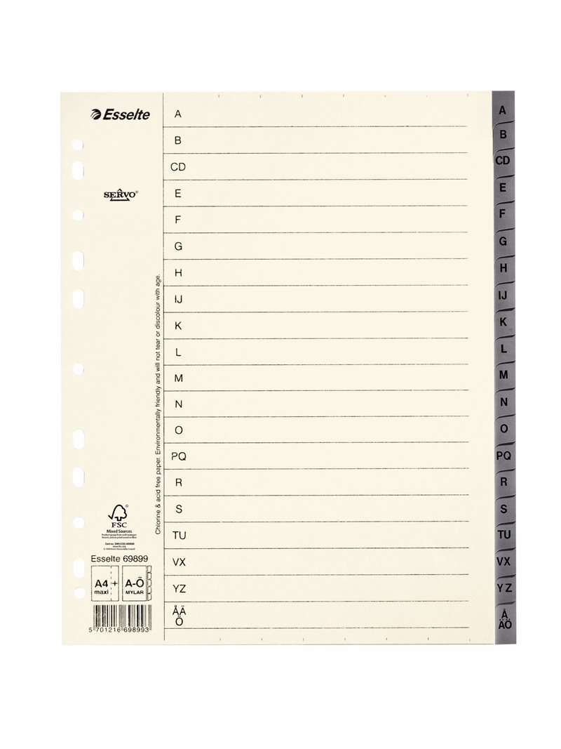 Register Servo A4+ A-Ö grå