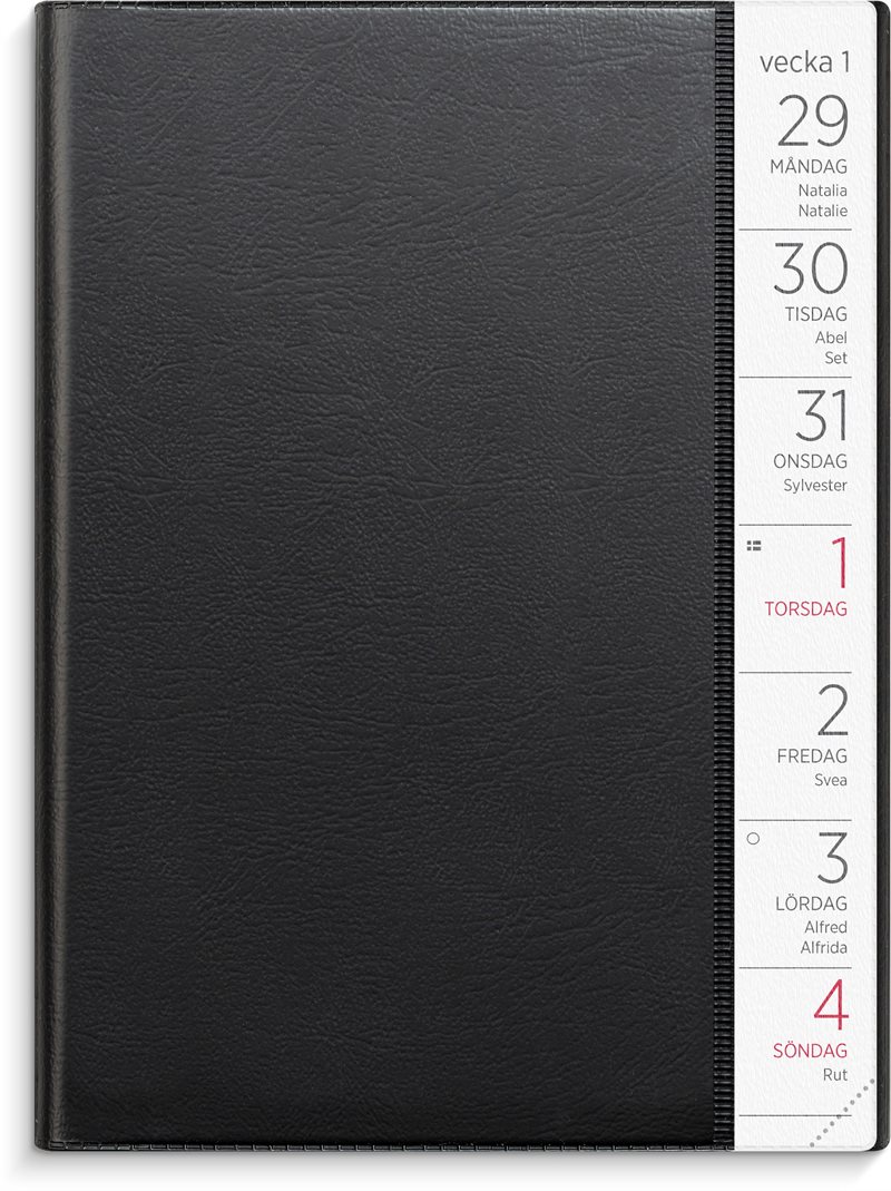 Kalender 2026 Liten Veckokalender svart plast
