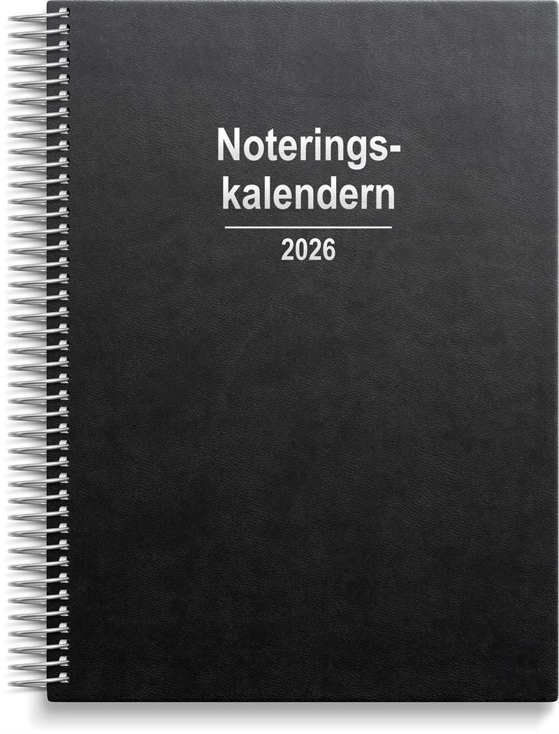 Kalender 2026 Noteringskalendern svart konstläder