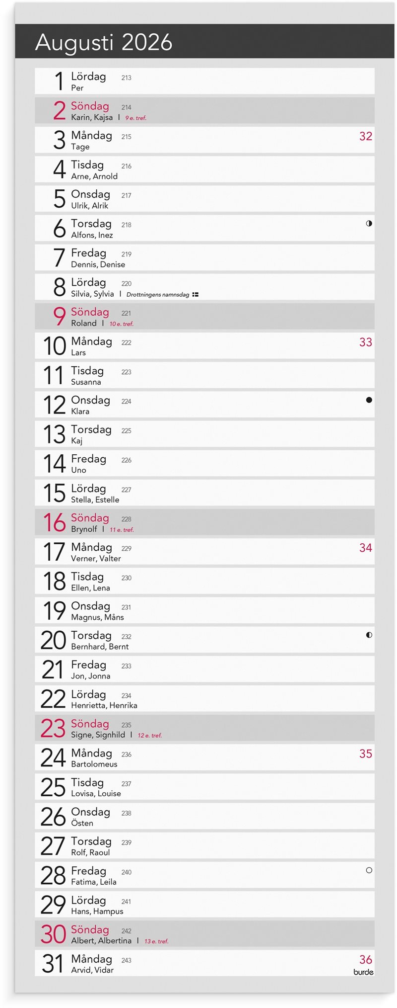 Kalender 2026 Liten Bordskalender Elegant