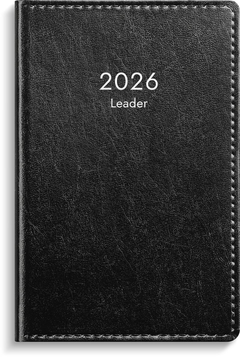 Kalender 2026 Leader svart konstläder inb