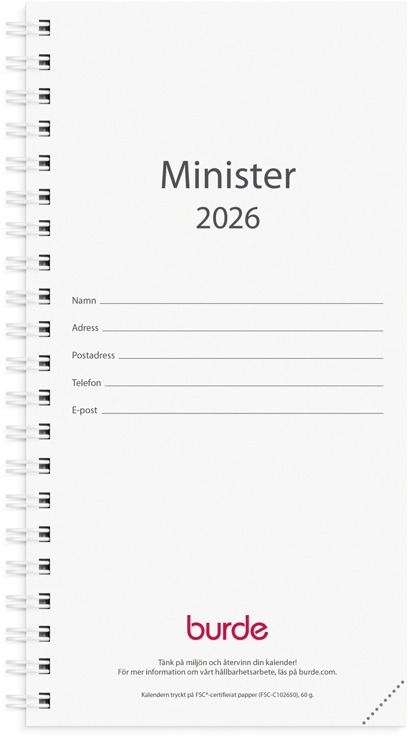Kalender 2026 Minister refill