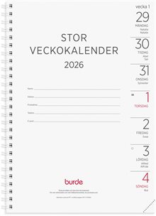 Kalender 2026 Stor Veckokalender refill