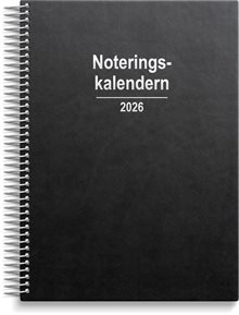 Kalender 2026 Noteringskalendern svart konstläder