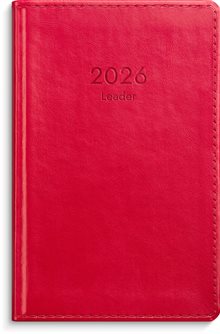 Kalender 2026 Leader rött konstläder